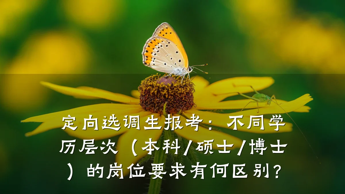 定向选调生报考:不同学历层次(本科/硕士/博士)的岗位要求有何区别?